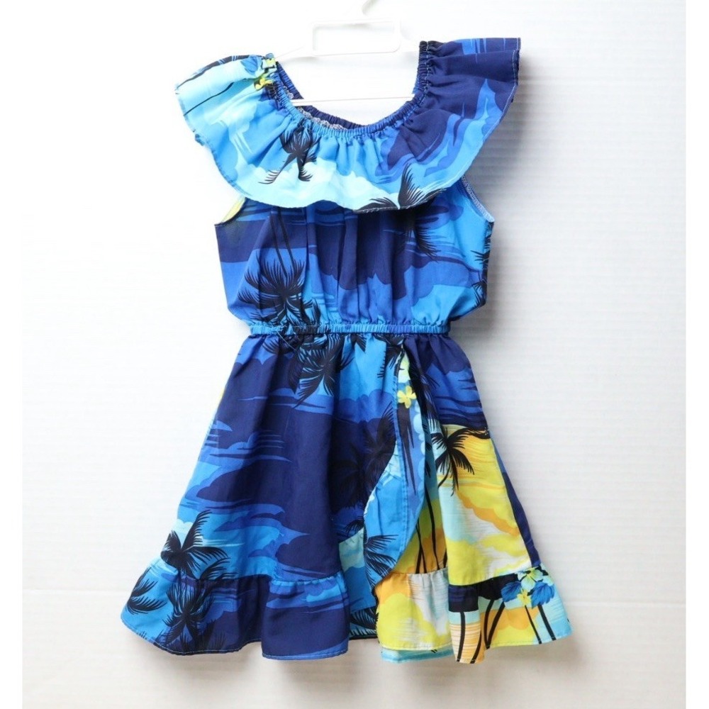 Vintage Toddler Girl Helena Hawaiian Sundress Palm Trees Tropical S Size 3T